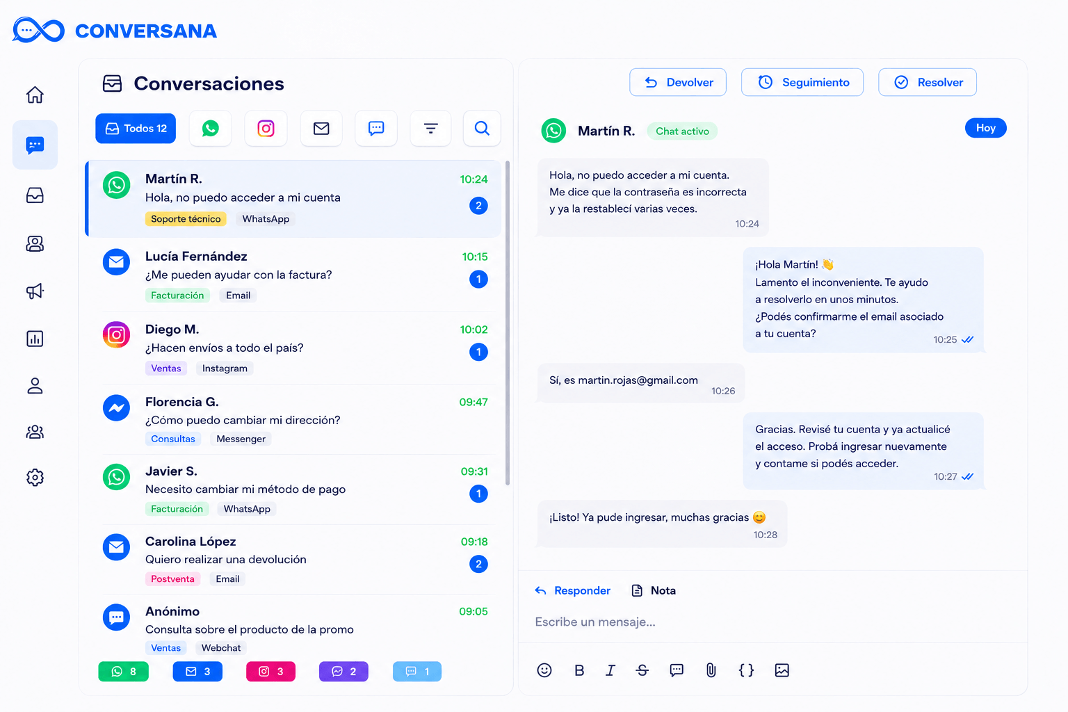 Conversaciones atención al cliente